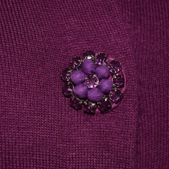 BODEN Cashmere Angora Snap Closure 3/4 Sleeve Embellished Long Cardigan Size 8 - Picture 4 of 6